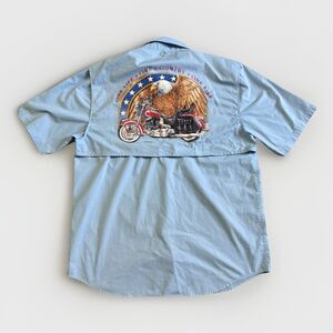 Tiger Hill Performance Poplin Blue Vented Shirt Men’s Size XL Motorcycle USA